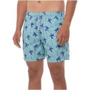 Boardies Blue Palm Tree Lined Swim Trunks Mens Medium